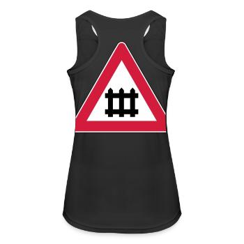 Warning train gate sign - Women's Breathable Tank Top - black - Back - Zoe (177cm)