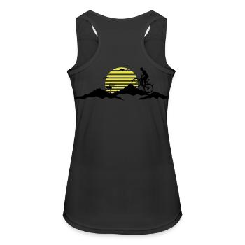 Sport - Mountainbike Berge und Sonne - Frauen Tank Top atmungsaktiv - Schwarz - Hinten - Zoe (177cm)