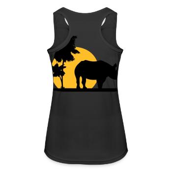 Nashorn - Afrika - Rhino - Africa - Frauen Tank Top atmungsaktiv - Schwarz - Hinten - Zoe (177cm)