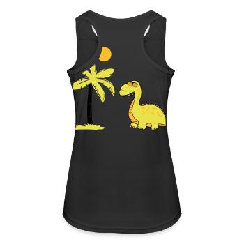 dinosaurier palme 02 - Frauen Tank Top atmungsaktiv - Schwarz - Hinten - Zoe (177cm)