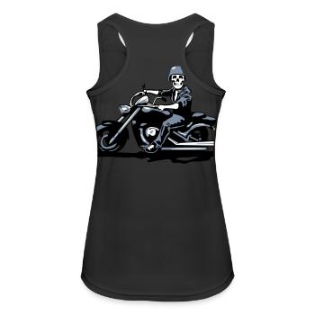 Motorcycle chopper cool skull steel helmet - Women's Breathable Tank Top - black - Back - Zoe (177cm)