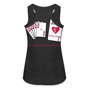 Jesus & Royal Flush - Frauen Tank Top atmungsaktiv - Schwarz - Hinten - Zoe (177cm)
