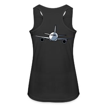 Flugzeug fliegen - Frauen Tank Top atmungsaktiv - Schwarz - Hinten - Zoe (177cm)