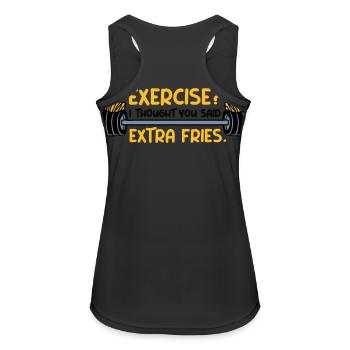 Exercise Extra Fries Zitat - Frauen Tank Top atmungsaktiv - Schwarz - Hinten - Zoe (177cm)
