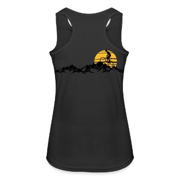Sport - Radfahrer Berge - Frauen Tank Top atmungsaktiv - Schwarz - Hinten - Zoe (177cm)