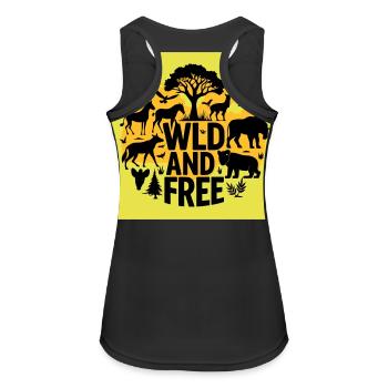wild and free - Frauen Tank Top atmungsaktiv - Schwarz - Hinten - Zoe (177cm)
