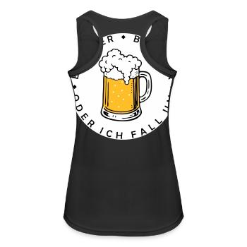 Bienen hier - Oder ich fall um! - Frauen Tank Top atmungsaktiv - Schwarz - Hinten - Zoe (177cm)