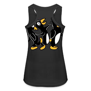 Crazy penguins running stupid kicking team friends - Women's Breathable Tank Top - black - Back - Zoe (177cm)