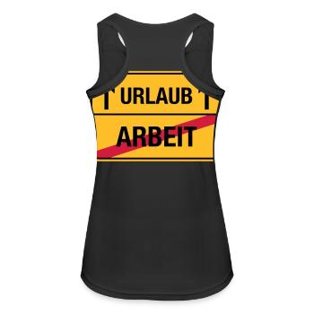 Arbeit – Urlaub (dh) Endlich Urlaub - Frauen Tank Top atmungsaktiv - Schwarz - Hinten - Zoe (177cm)