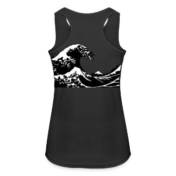 Welle - Frauen Tank Top atmungsaktiv - Schwarz - Hinten - Zoe (177cm)