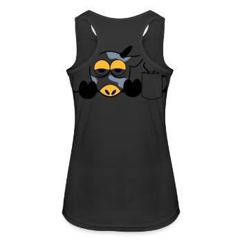 Mr. moo cow yawn tired Monday cows 3 c. - Women's Breathable Tank Top - black - Back - Zoe (177cm)