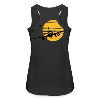 Flugzeug - Sonne - Frauen Tank Top atmungsaktiv - Schwarz - Hinten - Zoe (177cm)