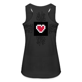 cpu_heart_02 - Frauen Tank Top atmungsaktiv - Schwarz - Hinten - Zoe (177cm)