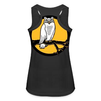 Owl Eagle Owl Branch Tree Forest Moon Night Full Moon Round - Women's Breathable Tank Top - black - Back - Zoe (177cm)