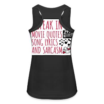 speak lyrics and sarcasm - Women's Breathable Tank Top - black - Back - Zoe (177cm)