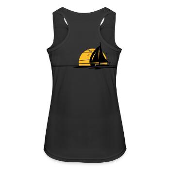Schiffe - Segelboot Sonne - Frauen Tank Top atmungsaktiv - Schwarz - Hinten - Zoe (177cm)