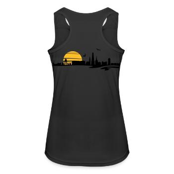 Skyline - Borkum - Frauen Tank Top atmungsaktiv - Schwarz - Hinten - Zoe (177cm)