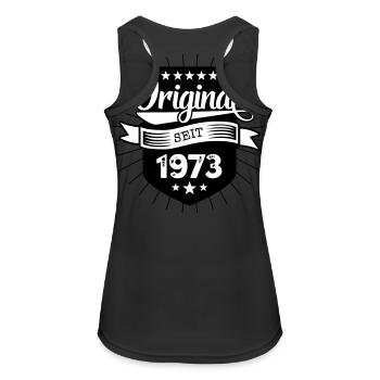 Original 1973 - Frauen Tank Top atmungsaktiv - Schwarz - Hinten - Zoe (177cm)