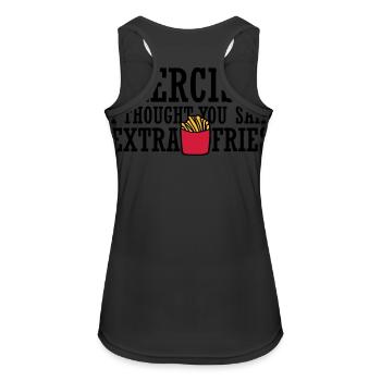 Exercise Extra Fries Zitat - Frauen Tank Top atmungsaktiv - Schwarz - Hinten - Zoe (177cm)