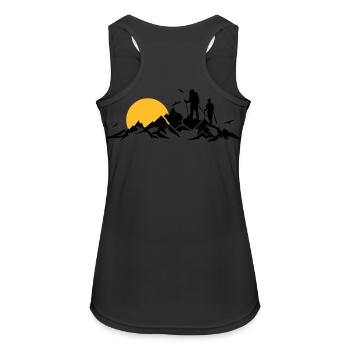 Natur - Berge Wanderer - Frauen Tank Top atmungsaktiv - Schwarz - Hinten - Zoe (177cm)