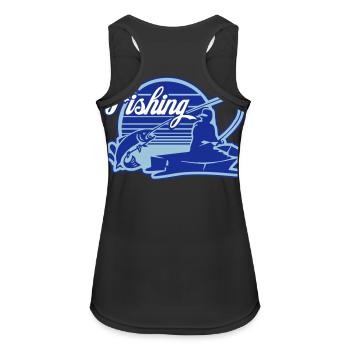 fishing - Frauen Tank Top atmungsaktiv - Schwarz - Hinten - Zoe (177cm)