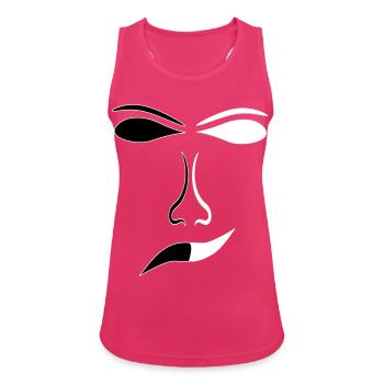 Abstrakte Gesichtslinien Kontrast Maske - Frauen Tank Top atmungsaktiv - Fuchsia - Vorne - Zoe (177cm)