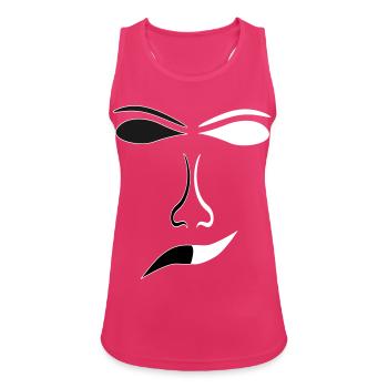 Abstract Face Lines Contrast Mask - Women's Breathable Tank Top - fuchsia - Front - Zoe (177cm)