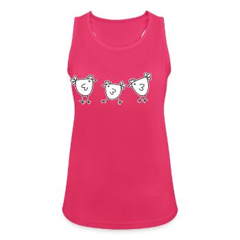 3 Hühner Hennen Federvieh - Frauen Tank Top atmungsaktiv - Fuchsia - Vorne - Zoe (177cm)