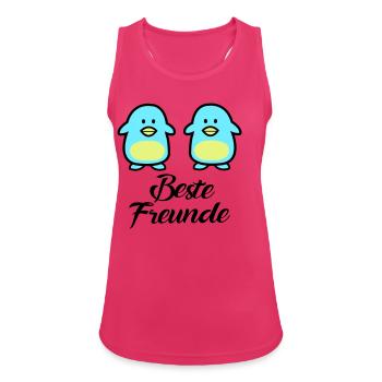 Pinguine Beste Freunde - Frauen Tank Top atmungsaktiv - Fuchsia - Vorne - Zoe (177cm)