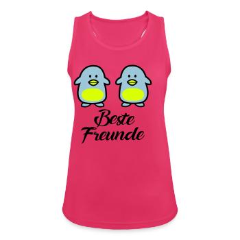 Pinguine Beste Freunde - Frauen Tank Top atmungsaktiv - Fuchsia - Vorne - Zoe (177cm)