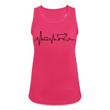 Schwein Bauer Herzschlag Bauernhof Landwirt EKG - Frauen Tank Top atmungsaktiv - Fuchsia - Vorne - Zoe (177cm)