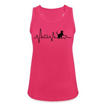 Chat amour chats battement de coeur amoureux des chats ECG - Débardeur respirant Femme - fuchsia - Devant - Zoe (177cm)