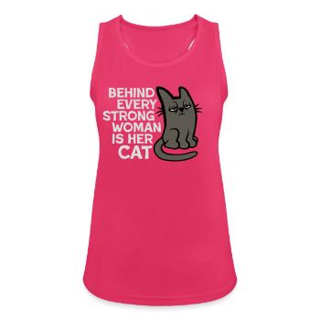 Katze Behind Every Strong Woman Genervt Grummelig - Débardeur respirant Femme - fuchsia - Devant - Zoe (177cm)