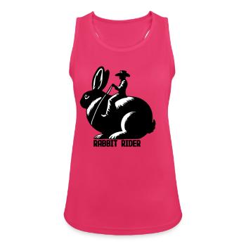 Rabbit Rider (texte - sans contour, 3 couleurs) - Débardeur respirant Femme - fuchsia - Devant - Zoe (177cm)
