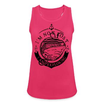 I´m not lost –I am exploring. - Frauen Tank Top atmungsaktiv - Fuchsia - Vorne - Zoe (177cm)