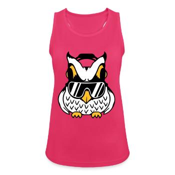hibou écouteurs lunettes de soleil musique cool soirée d’écoute - Débardeur respirant Femme - fuchsia - Devant - Zoe (177cm)