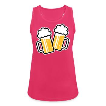 2 chopes de bière grillées, santé ! (chope de bière / 3C) - Débardeur respirant Femme - fuchsia - Devant - Zoe (177cm)