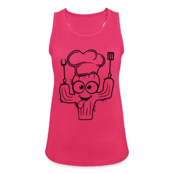 cactus douce restaurant grill cuisinier toque crêp - Débardeur respirant Femme - fuchsia - Devant - Zoe (177cm)