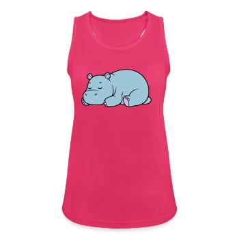 Sleeping Hippopotamus Tired Lazy Vector - Women's Breathable Tank Top - fuchsia - Front - Zoe (177cm)