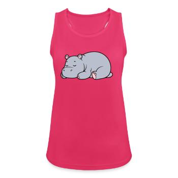 Hippopotame endormi Vecteur paresseux fatigué - Débardeur respirant Femme - fuchsia - Devant - Zoe (177cm)