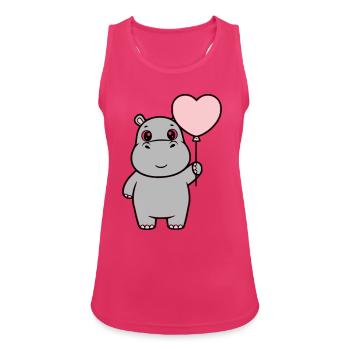 Süßes Nilpferd Herz Ballon Liebe - Frauen Tank Top atmungsaktiv - Fuchsia - Vorne - Zoe (177cm)
