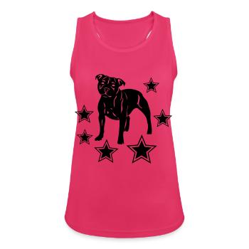 stafford © - www.dog-power.nl - Frauen Tank Top atmungsaktiv - Fuchsia - Vorne - Zoe (177cm)