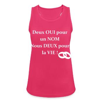 t_shirt_mariage_deux_oui_pour_un_nom - Débardeur respirant Femme - fuchsia - Devant - Zoe (177cm)