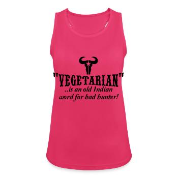 "vegetarian" is an old word for bad hunter - Débardeur respirant Femme - fuchsia - Devant - Zoe (177cm)