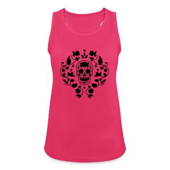 Sugar skull flower pattern t shirt graphic - Women's Breathable Tank Top - fuchsia - Front - Zoe (177cm)