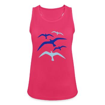 Mouettes volée d’oiseaux beaucoup d’oiseaux volant 5 oiseaux de mer - Débardeur respirant Femme - fuchsia - Devant - Zoe (177cm)