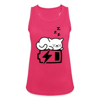 Sleepy Kitty (Color Changeable - 3 colors) - Women's Breathable Tank Top - fuchsia - Front - Zoe (177cm)