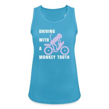 Driving with a monkey tooth - Affenzahn - Frauen Tank Top atmungsaktiv - Saphirblau - Vorne - Zoe (177cm)