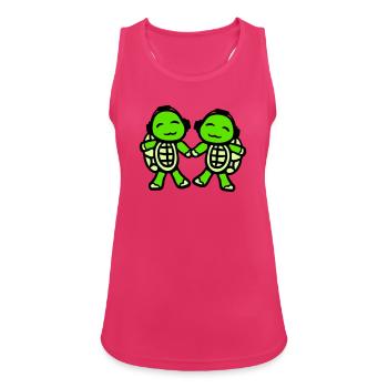 2 tortues mains tenant couple amour écouteurs - Débardeur respirant Femme - fuchsia - Devant - Zoe (177cm)
