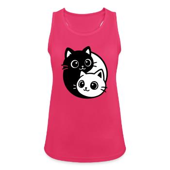 Ying Yang Cat Portrait - Women's Breathable Tank Top - fuchsia - Front - Zoe (177cm)